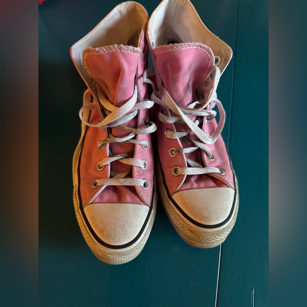CONVERSE Women Chuck Taylor All Star Pink Platform Canvas High Tops size 8